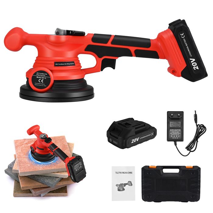 Do-Electr Vibrateur De Carreleur Électrique 6 Vitesses – 100 Kg D’Adsorption, Ventouse 130 Mm, Batterie Longue Autonomie Pour Carreaux Sol/Mur