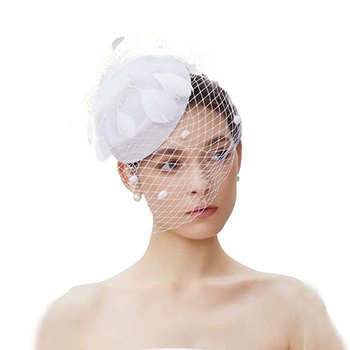 Chapeau bibi des annes 50 pour femme voile coiffure cocktail th blanc Label