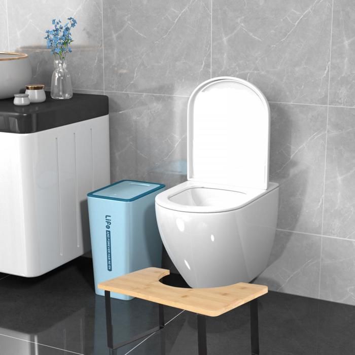 JEOBEST Tabouret de Salle de Bain Toilettes en Bois pour la salle de bain Tabouret Portable avec design antidérapant REPOSE PIEDS