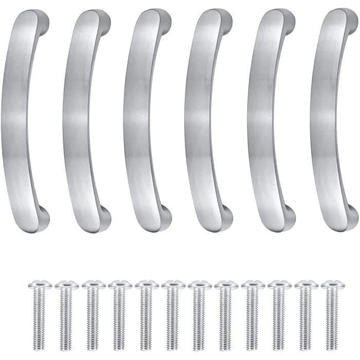 Poignée de meuble aluminium argent - entraxe 96 mm lot de 6