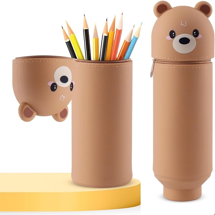 Trousse Animaux Silicone 2 En 1 Niaetuto - Trousse École Verticale Rétractable Garçon Fille, Modèles Mignons
