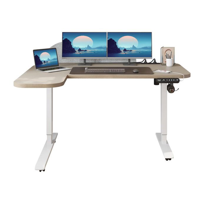 Pied De Bureau Assis-Debout Électrique WOLTU - Réglable 72-120 Cm, 4 Mémoires, Charge 70 Kg, Anti-Collision, Gris - Pour Bureau à Domicile Ou Entreprise - 5
