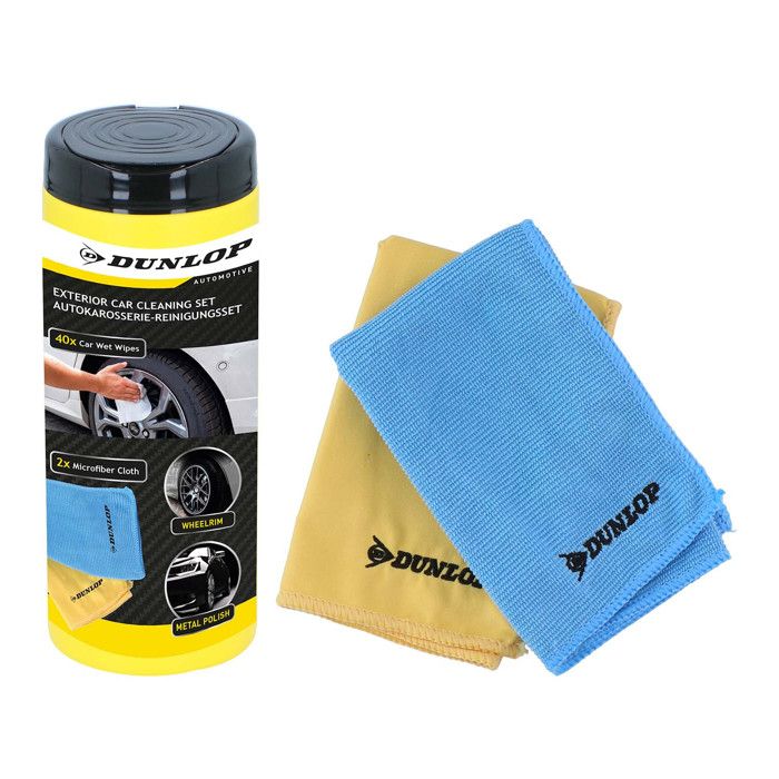 Lot De 2 Chiffons Microfibre Dunlop - Carrosserie Et Vitres Voiture - Nettoyage Brillant Et Sans Trace
