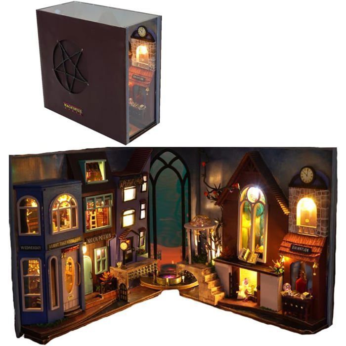 Kit de construction miniature - XVX - Magic House - Puzzle en bois 3D - Pour enfants - Librairie magique