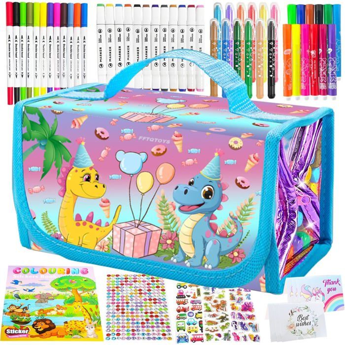 Ophy Set D'art 40+ Pièces – Feutres, Marqueurs Double, Crayons Torsadés, Autocollants Diamant, Livre Coloriage, Trousse