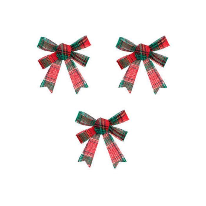 Nœuds de Noël - JJA - Motif tartan (vert et rouge) - Lot de 3 - 10 x 12 cm - Multicolore Nœuds de Noël - JJA - Motif tartan (vert et rouge) - Lot de 3 - 10 x 12 cm - Multicolore