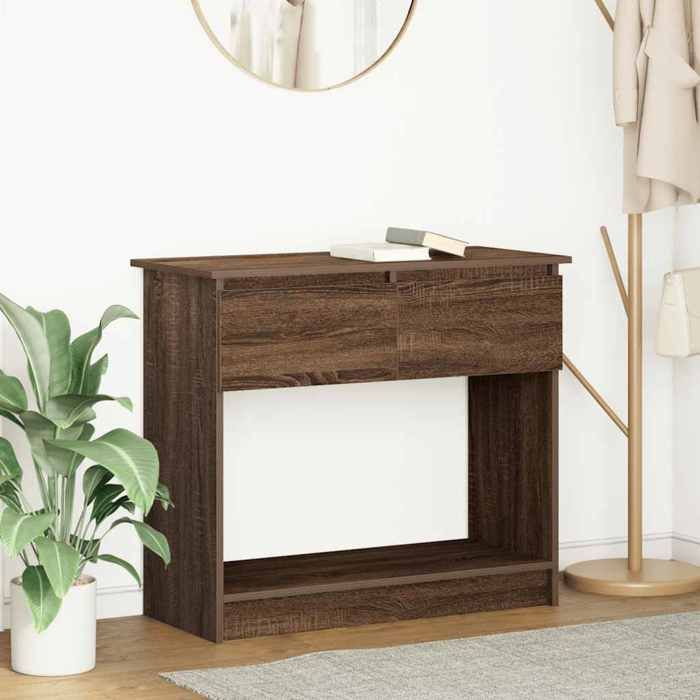 Table console avec tiroirs - vidaxl - Chêne marron - 85 5x38 5x74 5 cm - 2 tiroirs - Capacité totale 60 kg