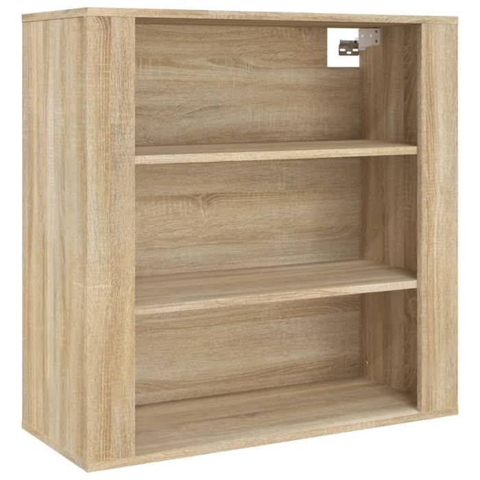 Armoire murale en bois dingénierie - vidaxl - Chêne sonoma - 80x33x80 cm - 60 kg capacité - 3 étagères - A suspendre