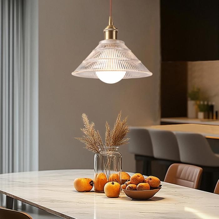 WOTTES 1 x Suspension Luminaire Verre Transparent Ø20*7.5CM Lustre Salon Vintage Intérieure Suspendues E27 pour Loft Salon