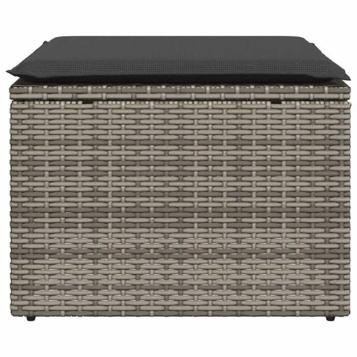 Sale 2026 Tabouret de jardin - BURKE - Pouf dextérieur - avec coussin - gris 55x55x37 cm - résine tressée BB447
