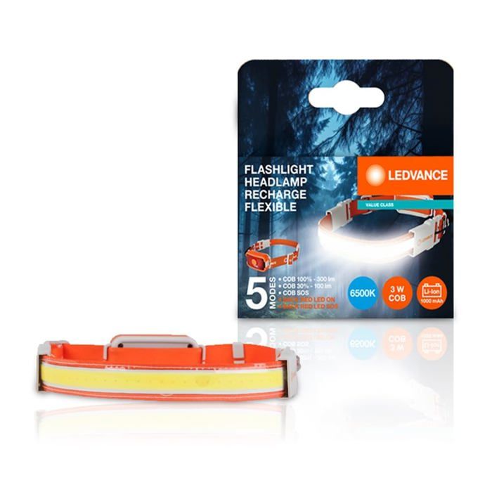Lampe frontale LED rechargeable - LEDVANCE - 6500 K - 3 W - Blanc froid - 300 lumens - Batterie rechargeable