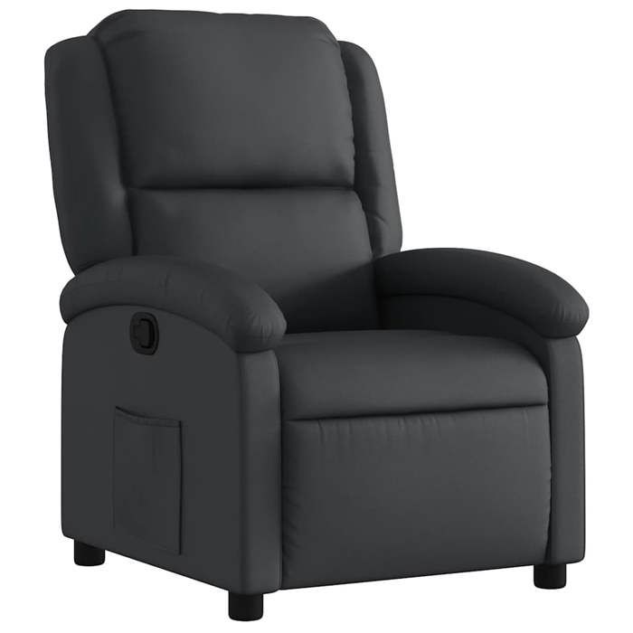 NEUF 2026 CHIC Fauteuil inclinable réglable SWEETY inclinaison manuelle en cuir véritable noir 71x86.5x99.5 cm FF3995