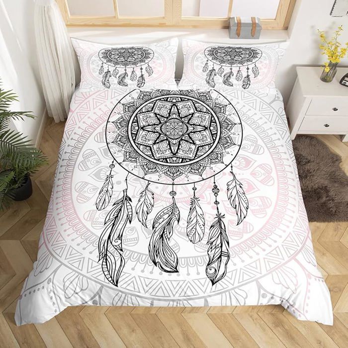 JTY Parure De Lit Attrape-Rêves Filles Mandala Housse De Couette Filles Femmes Plumes Housse 140 x 200 cm multico HOUSSE DE COUETTE