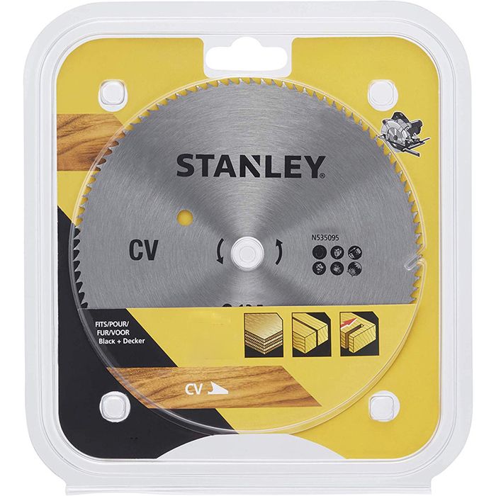 Scie circulaire en acier chromé Stanley 160 mm 100 dents Acier CV Disque sans carbure