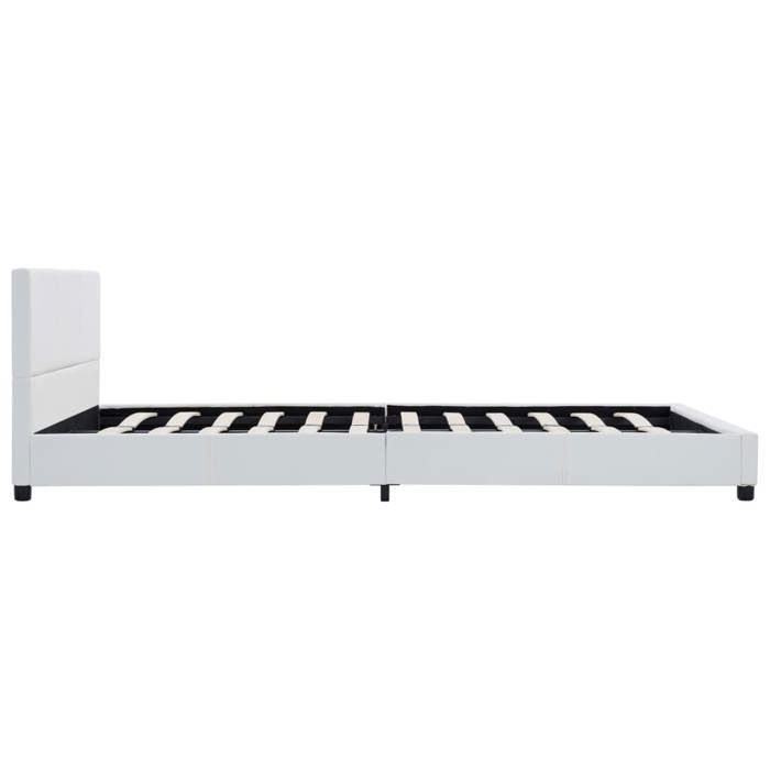 Magnifique Cadre de lit Double - extra confortable - Sommiers à lattes - sans matelas blanc similicuir 140x200cm 3603