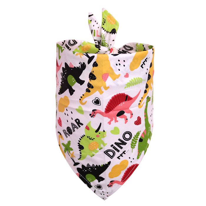 Écharpe triangle pour chien en coton - Phoesky - Dinosaure vert - 40x28x28 cm - 100% pur coton - Style fruit