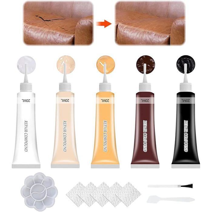 Kit de Réparation pour Cuir 5 Couleurs Pâte Réparatrice Cuir