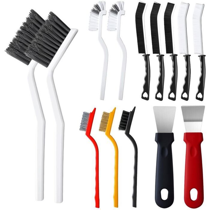 Ensemble de 14 brosses de nettoyage pour recoins brosse de nettoyage en forme de V outils de nettoyage à poils rigides