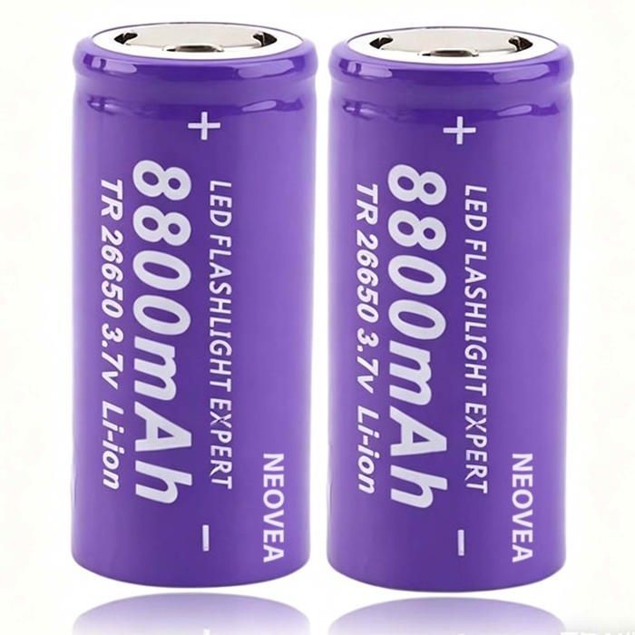 Piles rechargeables - NEOVEA - 8800 mah - lot de 2 batteries lithium-ion rechargeables - batterie li-ion pour lampe torche puissante
