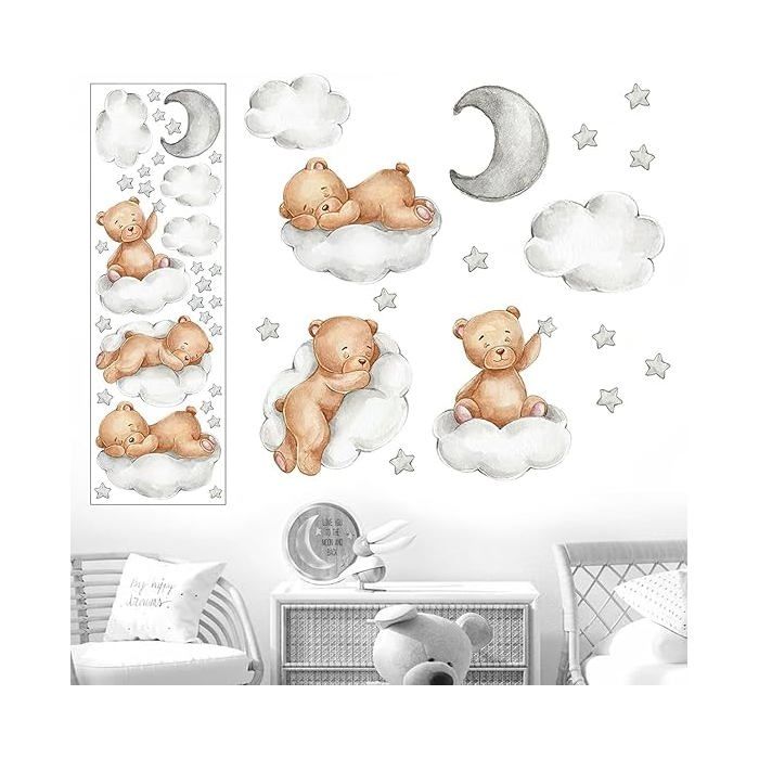 DéCoratif Sticker Mural Nounours 90x30 cm Autocollants Muraux Oursons Mignons Sticker Amovibles Autocoll OBJET DE DECORATION MURALE