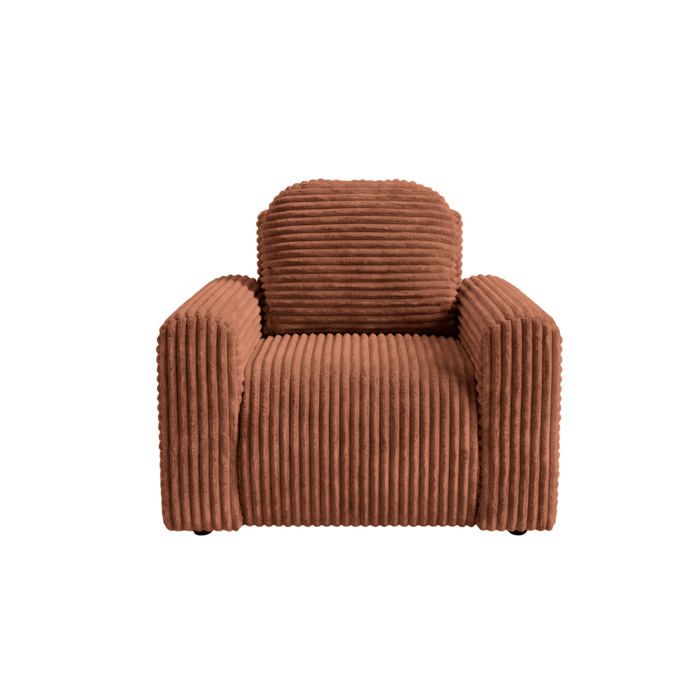 ELVIS - Fauteuil gros velours côtelé - Terracotta ELVIS - Fauteuil gros velours côtelé - Terracotta
