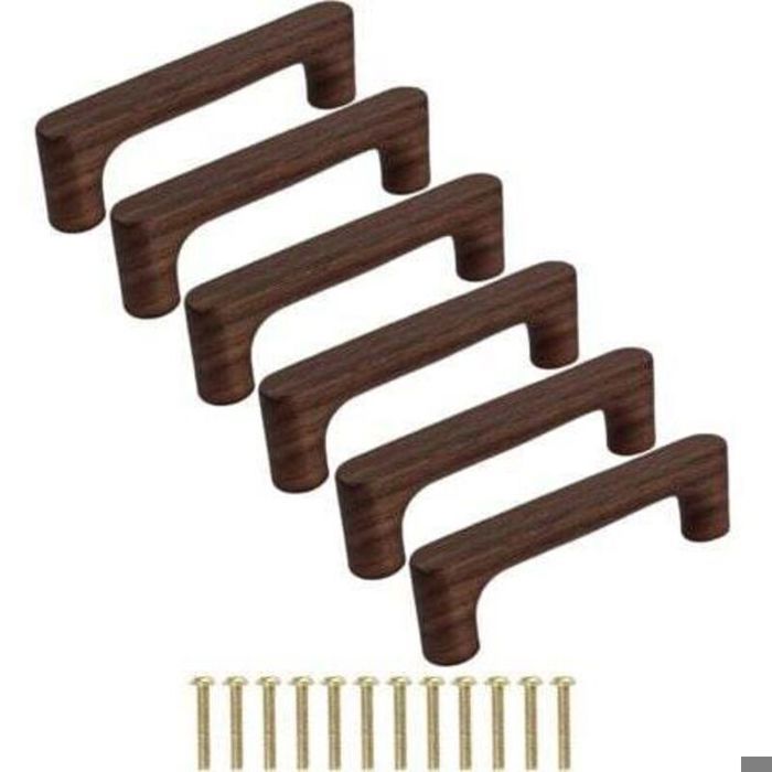 Meuble en Bois Massif Noyer Foncé Couleur Bois Original Simple et Moderne pour Armoire Porte Tiroir Commode (Espacement des trous