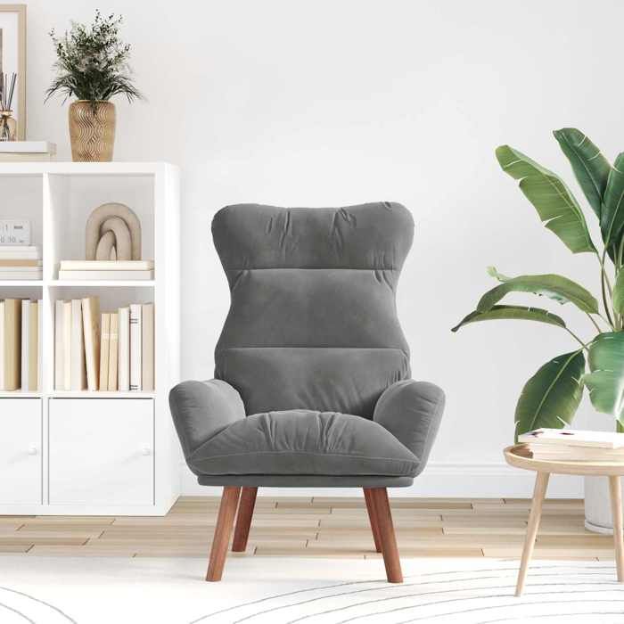 Moderne Fauteuil de salon - Fauteuil TV - 1 place - Chaise de canapé - velours - gris foncé - Charge 150kg - 69x74x93 cm qpq30t57