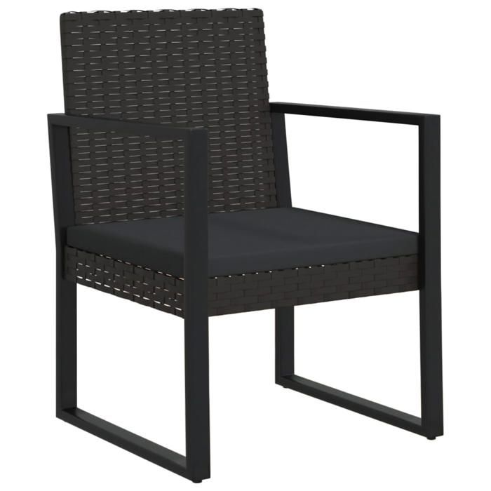 VD Fauteuil de jardin avec coussin Noir Résine tressée Siège de balcon @EU66008BONE