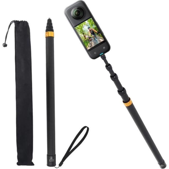 Perche à selfie invisible 300cm carbone pour Insta360 One R/RS/X2/X3/GO 2 - 46-300cm