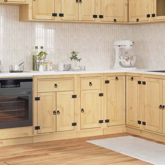 Armoire Ski Brun Miel Cabinet de cuisine 1 PC Buffet vaisselier bois de pin massif - 40 x 46 x 81 5 cm@nkk18j