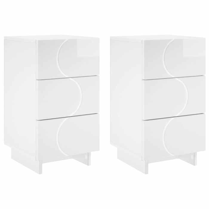 NEW Lot de 2 chevets Modernes - UU - Table de chevet/nuit - Blanc brillant 33 5x34 5x60 cm FR_18949 NEW Lot de 2 chevets Modernes - UU - Table de chevet/nuit - Blanc brillant 33 5x34 5x60 cm FR_18949