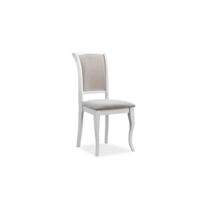 Chaises - Chaise de salon - L 45 x P 42 x H 96 cm - Beige et blanc Blanc