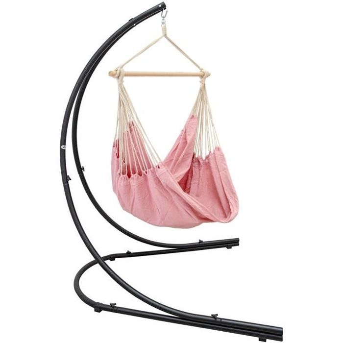 support hamac avec chaise suspendue xxl fauteuil de balancoire 360° rose