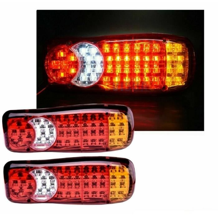 2 x 12V LED Feux arrieres Lampes 5 Fonction caravane remorque camion 46 Del