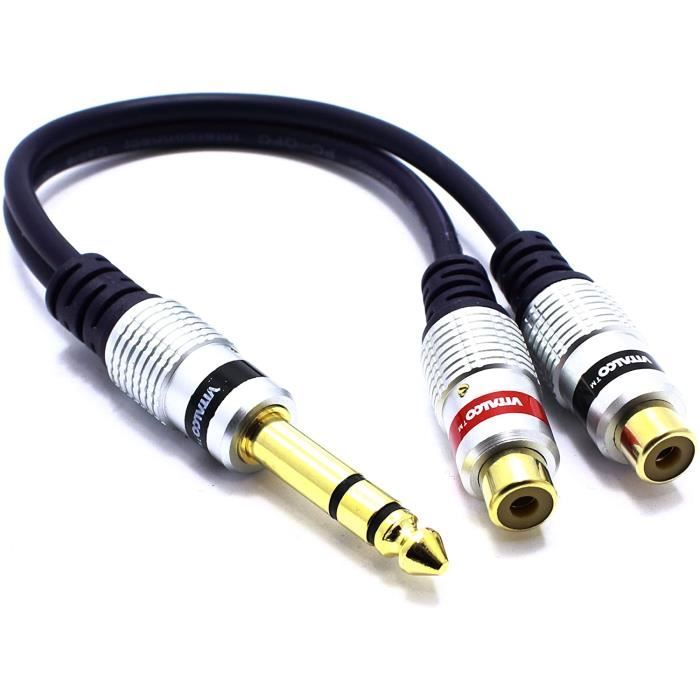 Adaptateur Audio Jack 3,5 Mm Vers RCA - 25 Cm - Connecteur Mâle Vers 2 Prises Femelles - Pour Smartphone, Enceintes, Etc.