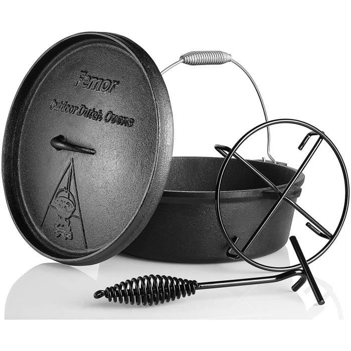 Cocotte En Fonte Küchenprofi 3,5 L - Pour Barbecue, Feu De Camp, Four Et Induction - Avec Couvercle Et Accessoires