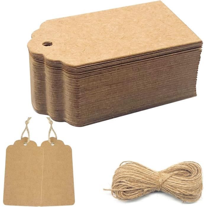 200 étiquettes Cadeaux Kraft SWYSGS - Avec Ficelle Jute Pour Mariage, Noël, Anniversaire | DIY Personnalisables