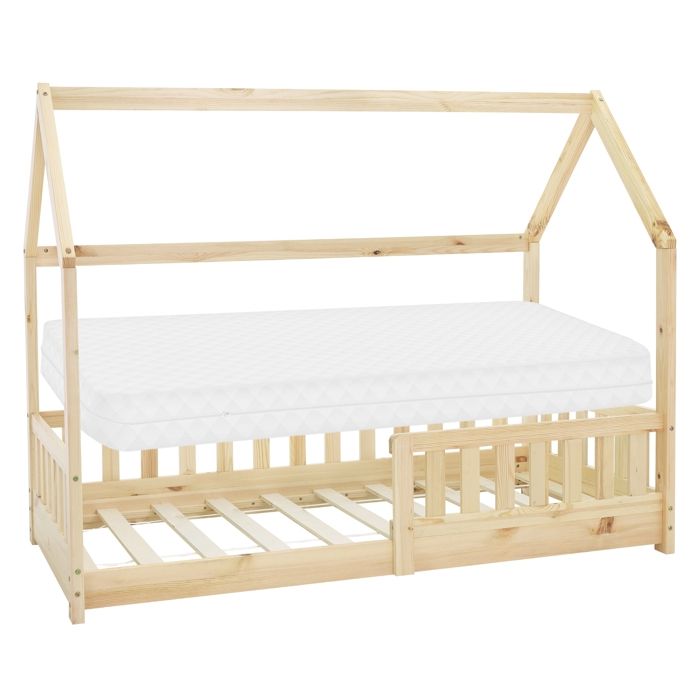 Lit denfant avec protection contre les chutes Sommier à lattes et toit 80x160 cm Naturel en pin ML-Design Lit denfant avec protection contre les chutes Sommier à lattes et toit 80x160 cm Naturel en pin ML-Design
