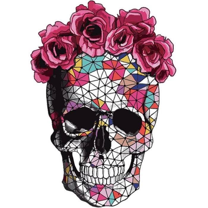 Applique Dentelle Brodée Tête De Mort - Motif Gothique Pour Couture Et Customisation Vêtements