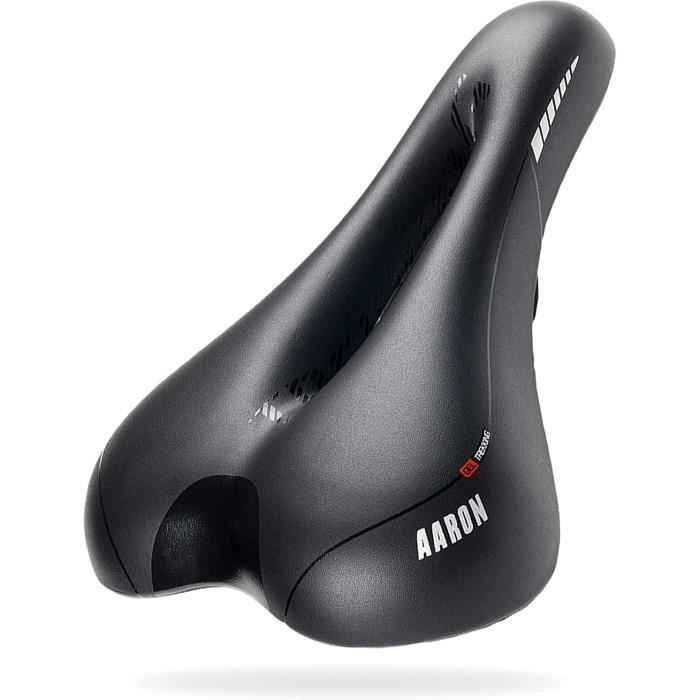 AARON Selle Vélo Trekking Gel – Ergonomique, Creux Central, Homme/Femme, Noir, Pour VTT/Route/Électrique