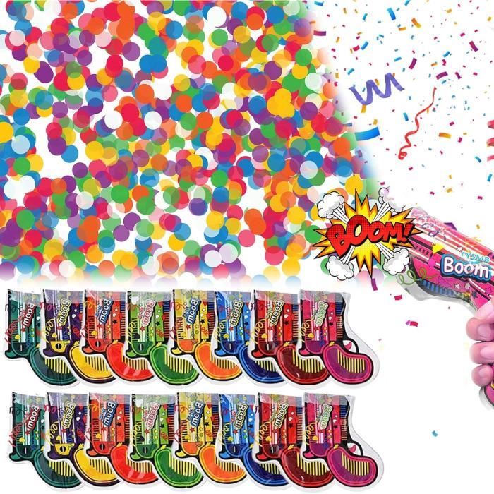 16 Canons à Confettis Biodégradables - Multicolores, Pour Fête, Mariage, Anniversaire