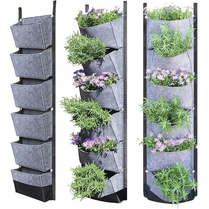 25 Poches Verticales Sac De Plantation Suspendu - Jardinière Murale Pour Jardin Extérieur Vert