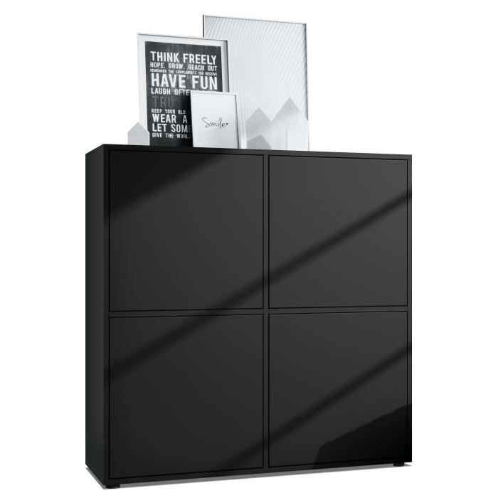 Vladon Highboard Cuba V2 104 x 105 5 x 35 5 cm Buffet haut à 8 compartiments caisson en noir mat - façades en Noir mat Vladon Highboard Cuba V2 104 x 105 5 x 35 5 cm Buffet haut à 8 compartiments caisson en noir mat - façades en Noir mat