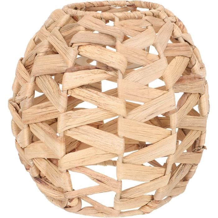 Abat-jour En Rotin Tissé Naturel - Cylindrique, 20,5x14x14 Cm - Pour Lampe E27/E14, Déco Salon Chambre - 6