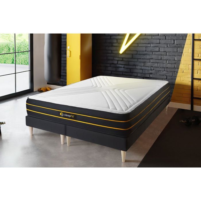 Ensemble double sommier + matelas ULTRA micro ressorts ensachés et mémoire de forme 160x200 160 x 200 cm Noir Ensemble double sommier + matelas ULTRA micro ressorts ensachés et mémoire de forme 160x200 160 x 200 cm Noir