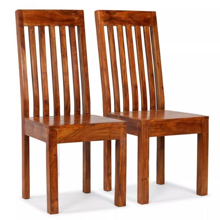 Chaise de salle à manger - Bois massif Sesham - Lot de 2