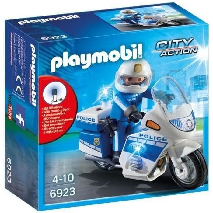 PLAYMOBIL 6923 - City Action - Moto de Policier avec Gyrophare
