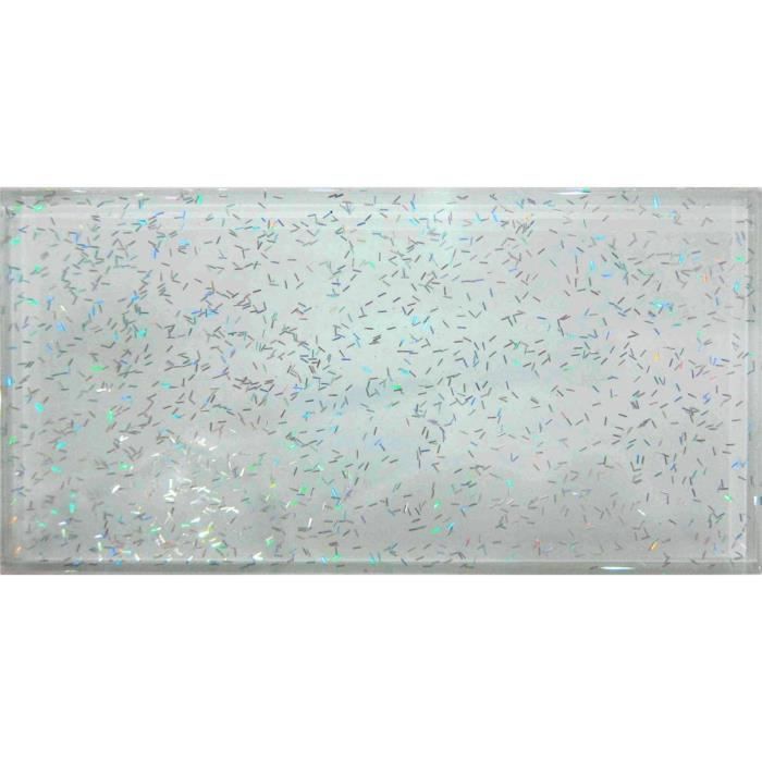 Motif Metro brique Carrelage en verre Blanc Avec des paillettes multicolores MT0055 75mm x 150mm 