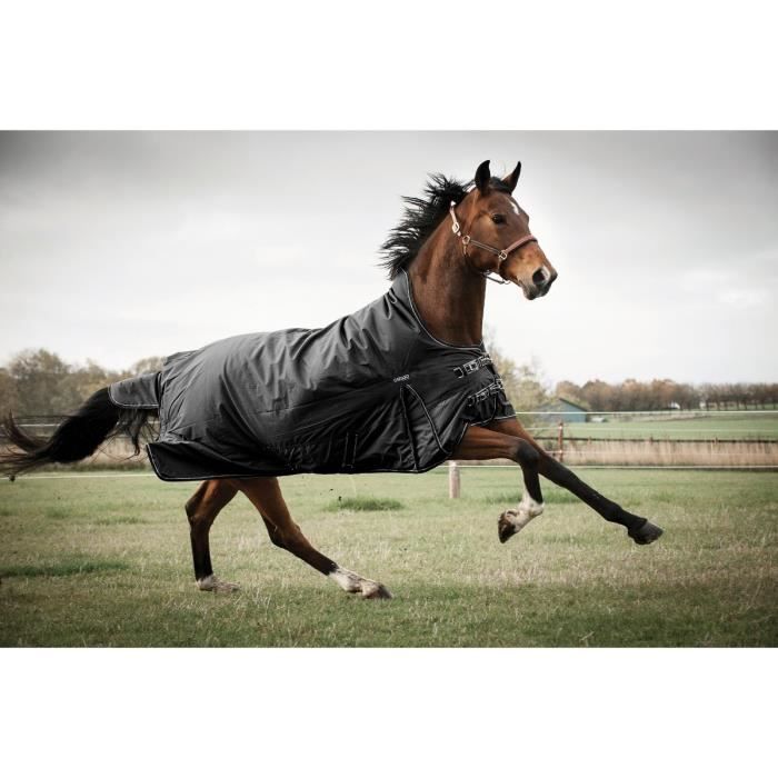 Couverture D'écurie Catago 100g - Noir/Gris - Taille 135 Cm Pour Cheval