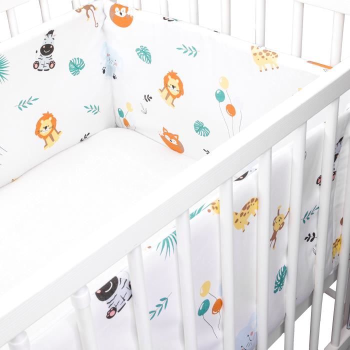 contour lit bebe coton respirant pour garcon fille Bleu Tour De Lit Bebe Patchwork 210 x 30 cm avec du Velours motif train 